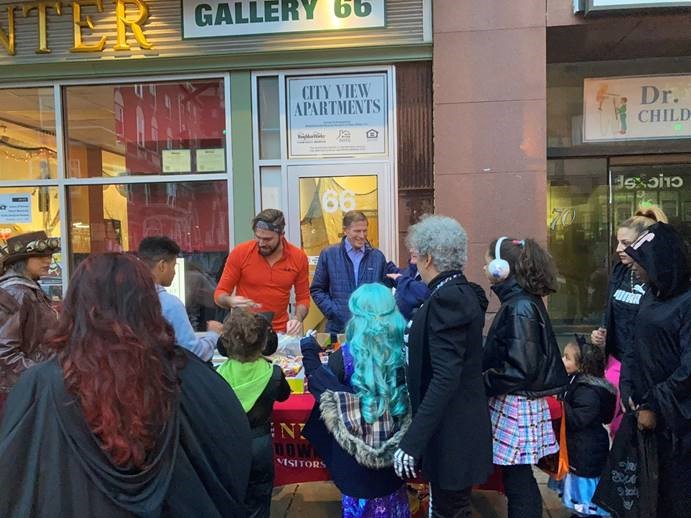 Blumenthal joined a community Halloween celebration in New Britain. 